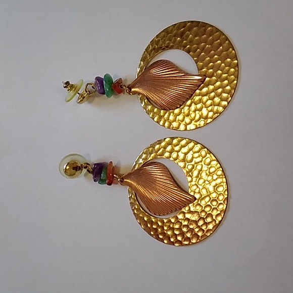 Earrings Tone Gold Vintage - Picture 1 of 8